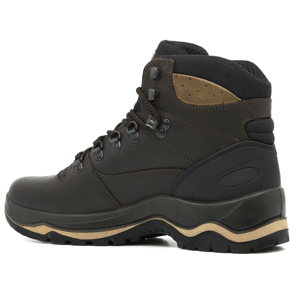 szczegóły GRISPORT Quatro brązowe męskie skórzane wygodne buty outdoorowe z membraną Grite