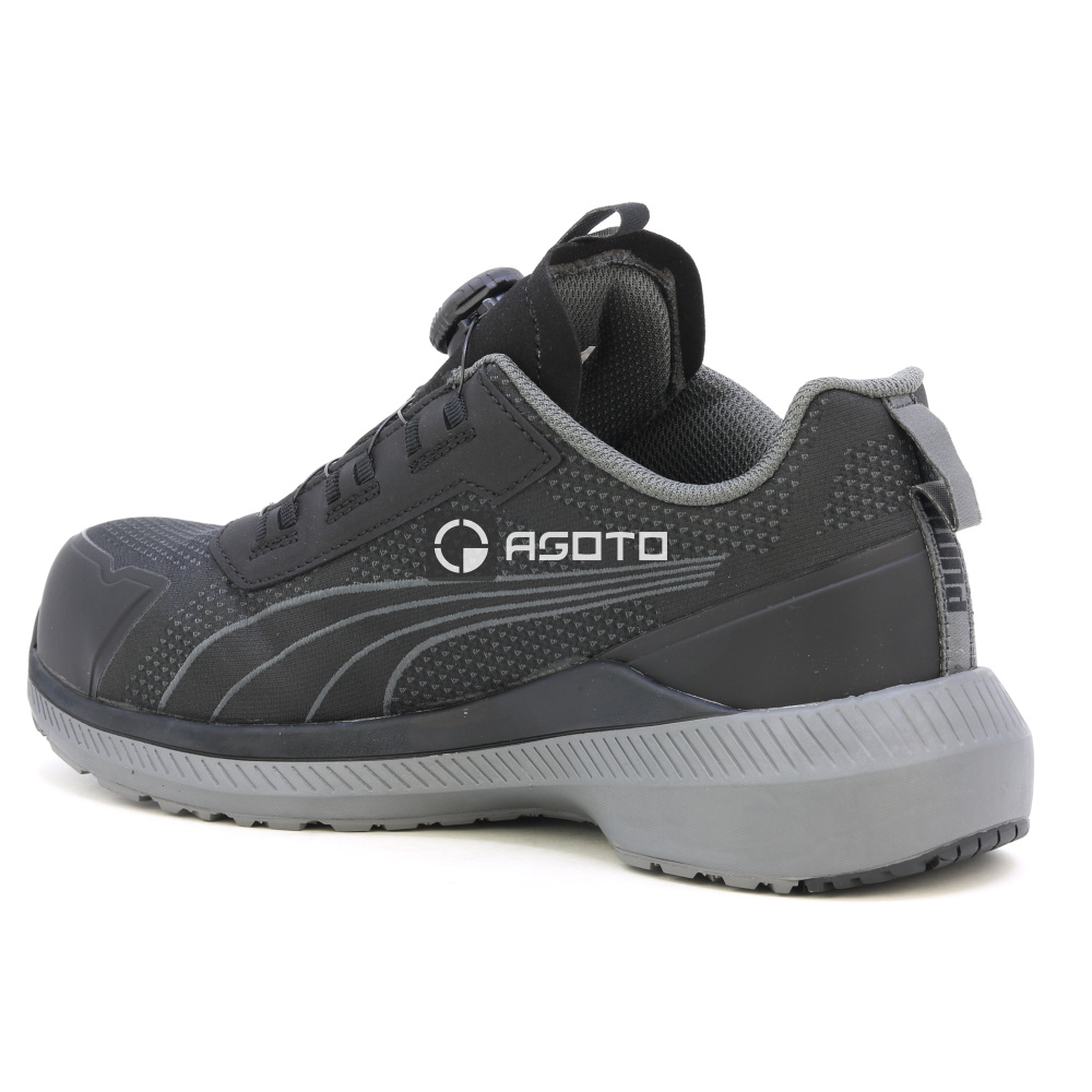 szczegóły PUMA Slide DISC S1P ESD czarne męskie półbuty robocze z szybkim zapięciem