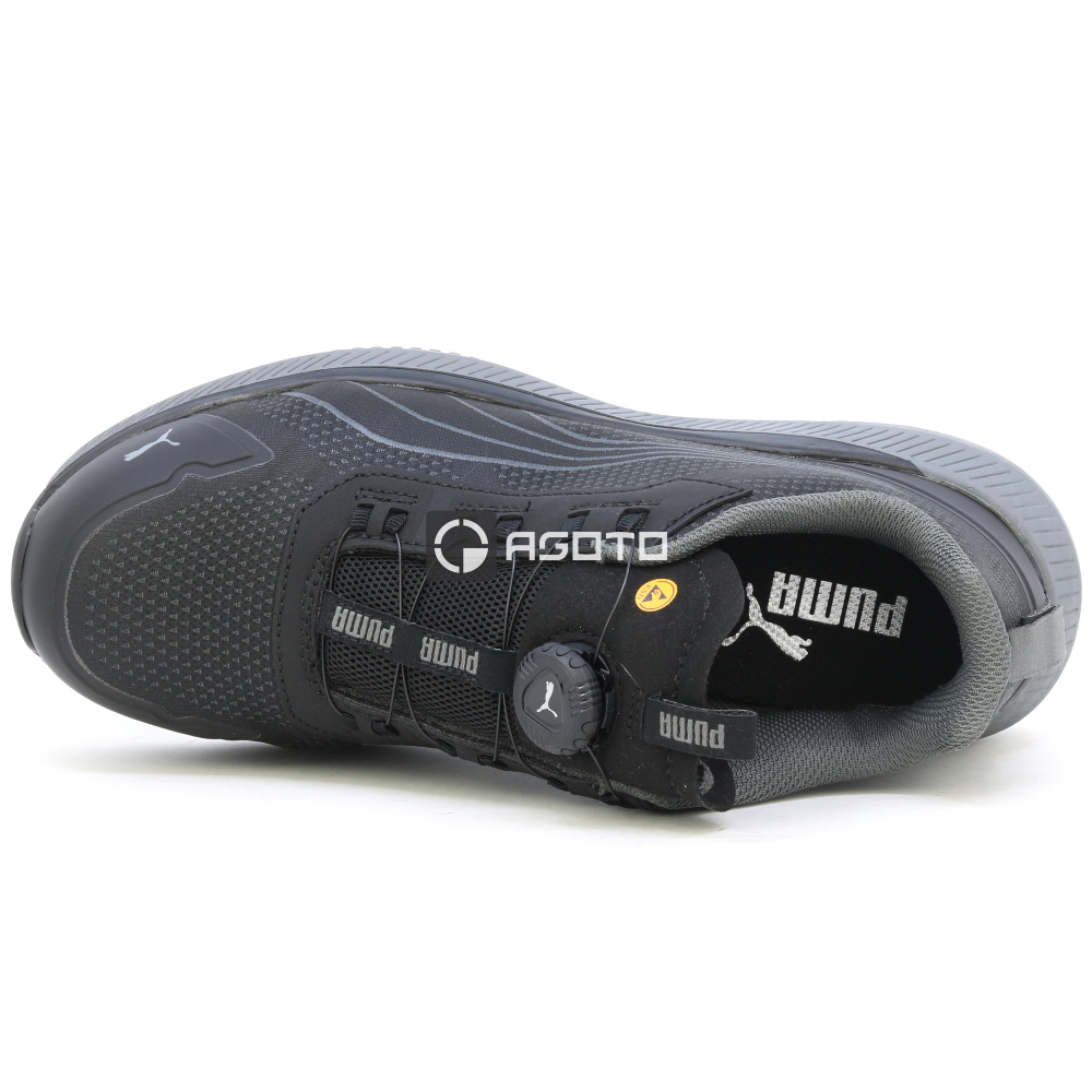 szczegóły PUMA Slide DISC S1P ESD czarne męskie półbuty robocze z szybkim zapięciem