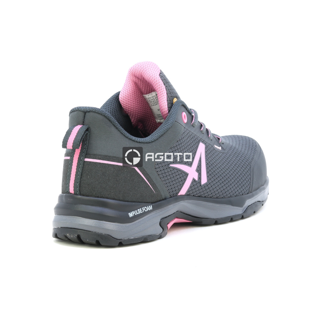szczegóły ALBATROS Twist Pink Low S1P ESD szare damskie obuwie robocze, przewiewne i wygod