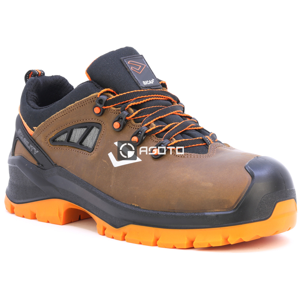 szczegóły BICAP Seal Low S3 brązowe męskie buty robocze + system wentylacji Pro Air