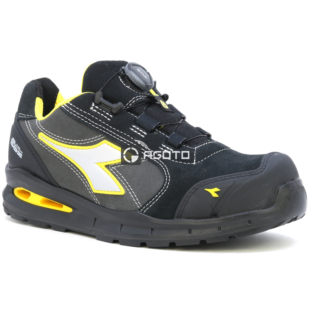 szczegóły DIADORA Run S3S czarne męskie skórzane buty robocze z systemem szybkiego sznurow