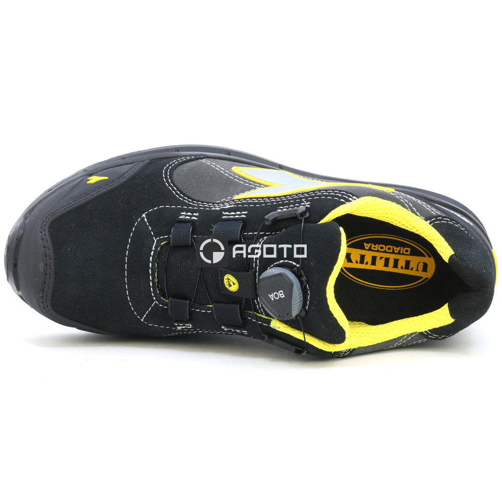 szczegóły DIADORA Run S3S czarne męskie skórzane buty robocze z systemem szybkiego sznurow