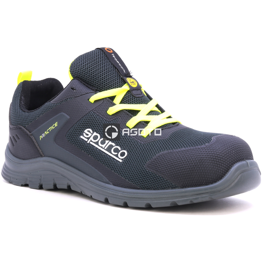 szczegóły SPARCO Josef S1P czarne męskie buty robocze, lekkie i przewiewne, nowoczesny wyg