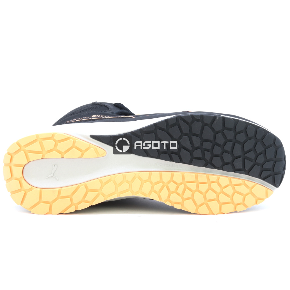 szczegóły Puma Safety Stepper Mid S3 ESD damskie obuwie robocze czarne lekkie wygodne