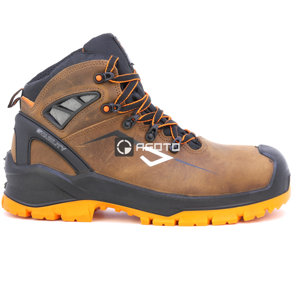 szczegóły BICAP Seal Mid S3 brązowe męskie buty robocze + system wentylacji i stabilizacji