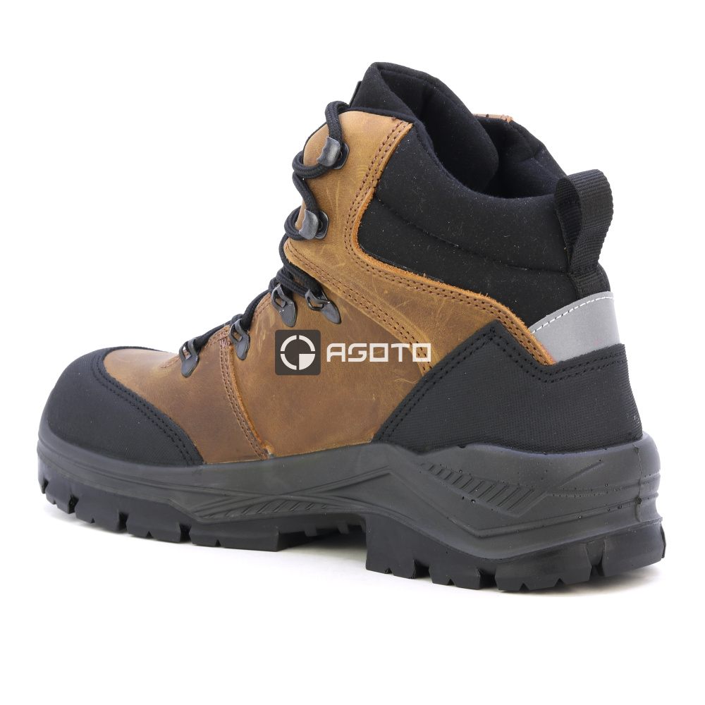 szczegóły BICAP Argine Mid S7S brązowe męskie skórzane buty robocze z membraną Respitex®