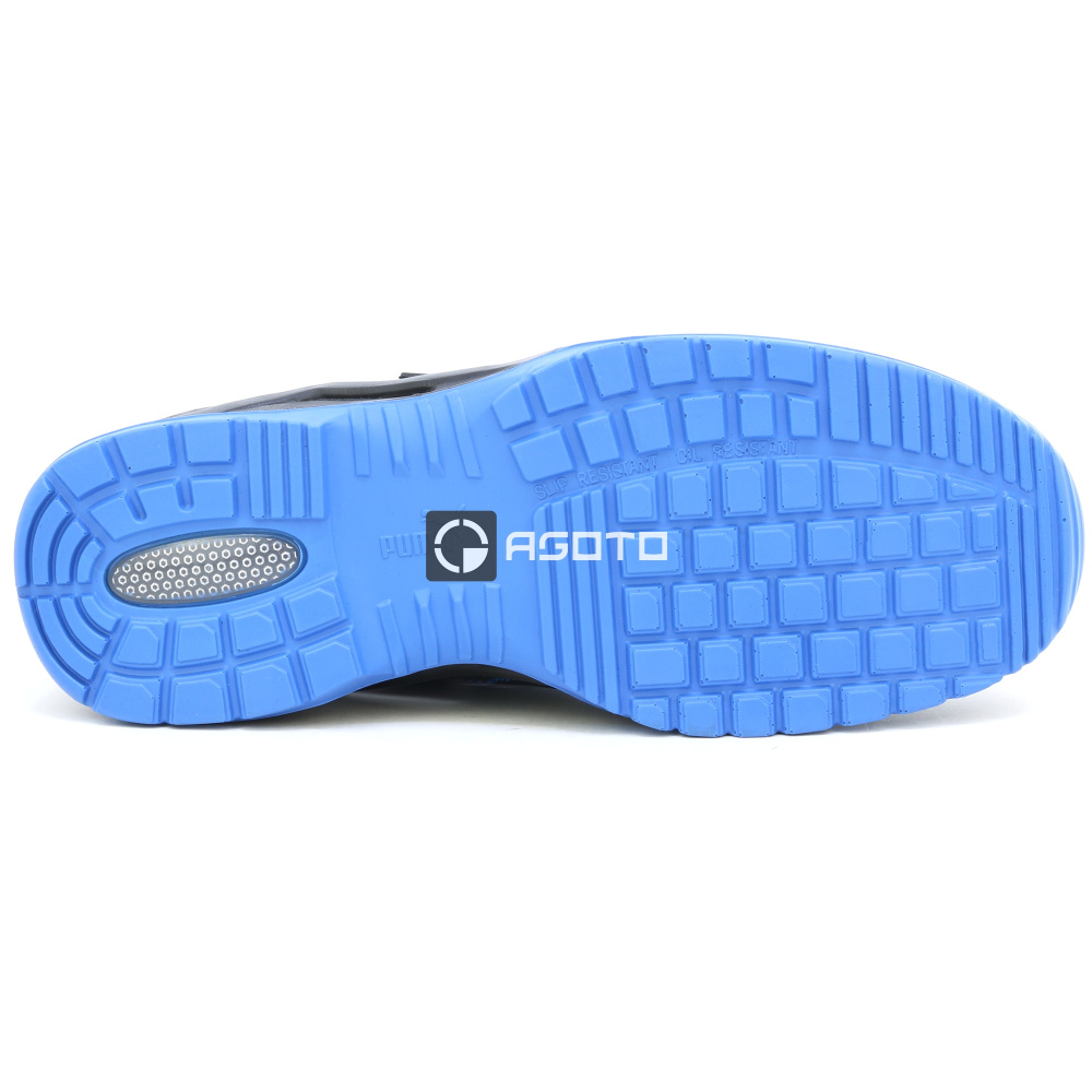 szczegóły PUMA Neodyme S1P ESD blue czarne męskie robocze sandały skórzane