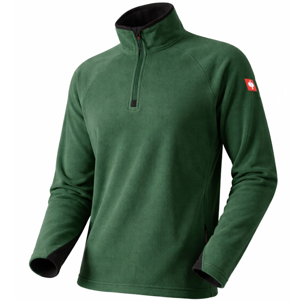 szczegóły Engelbert Strauss Troyer zielona męska wygodna bluza robocza z krótkim zamkiem