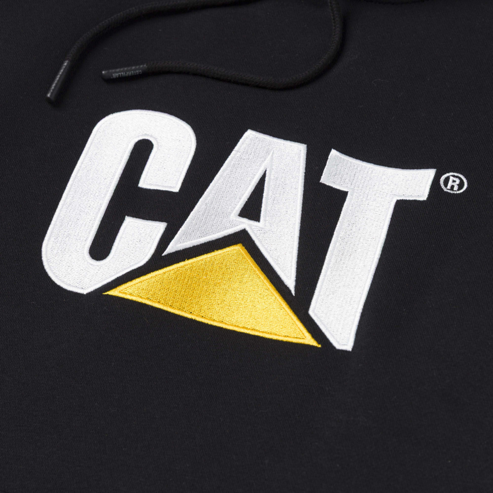 szczegóły CATERPILLAR TM Hooded czarna męska bluza z kapturem z logo CAT