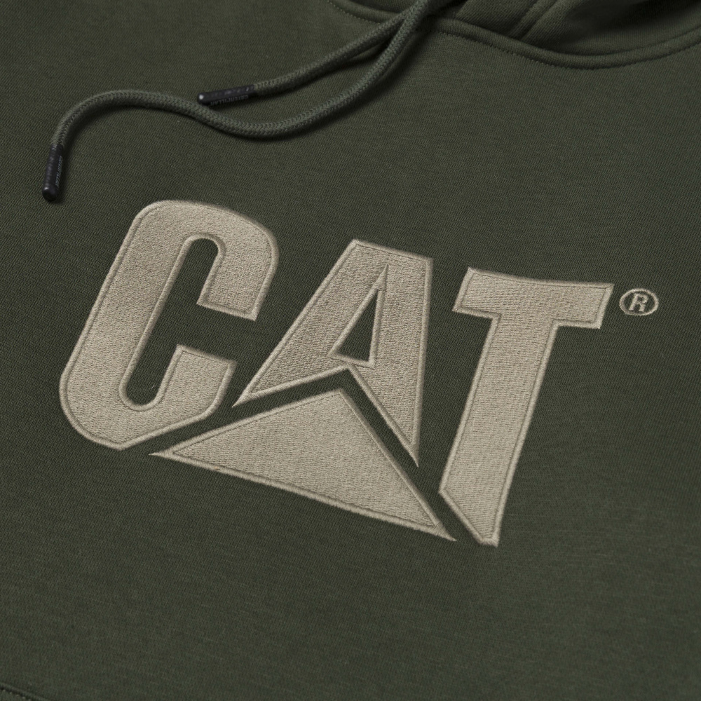 szczegóły CATERPILLAR TM Hooded oliwkowa męska bluza z kapturem z logo CAT