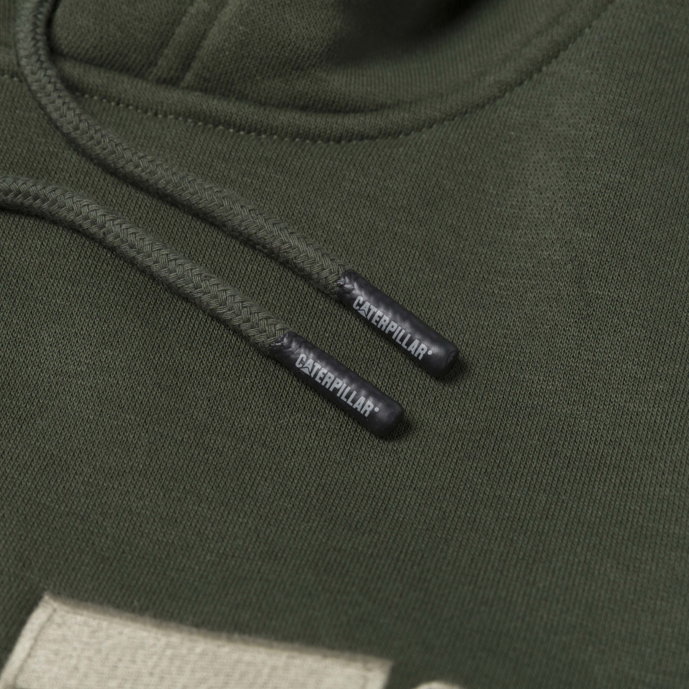 szczegóły CATERPILLAR TM Hooded oliwkowa męska bluza z kapturem z logo CAT