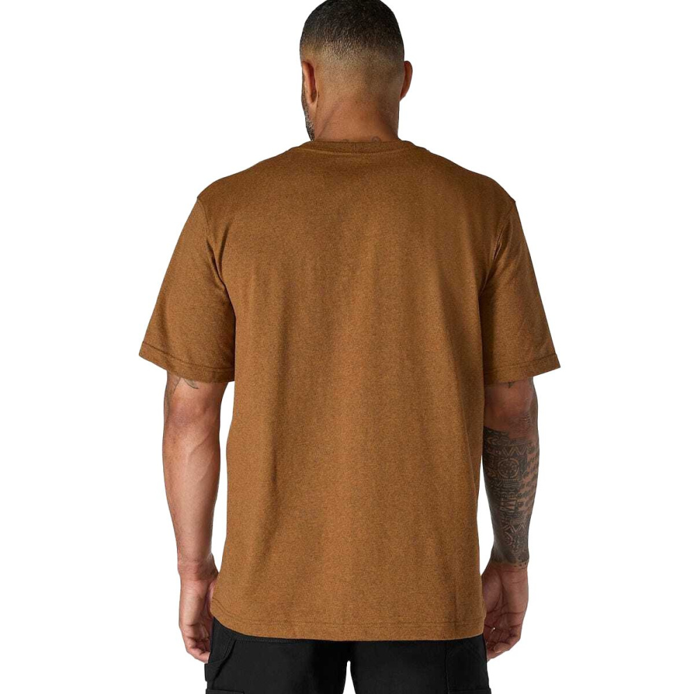 szczegóły CARHARTT Pocket brązowy męski t shirt bawełniany, luźny nowoczesny krój, kultowa