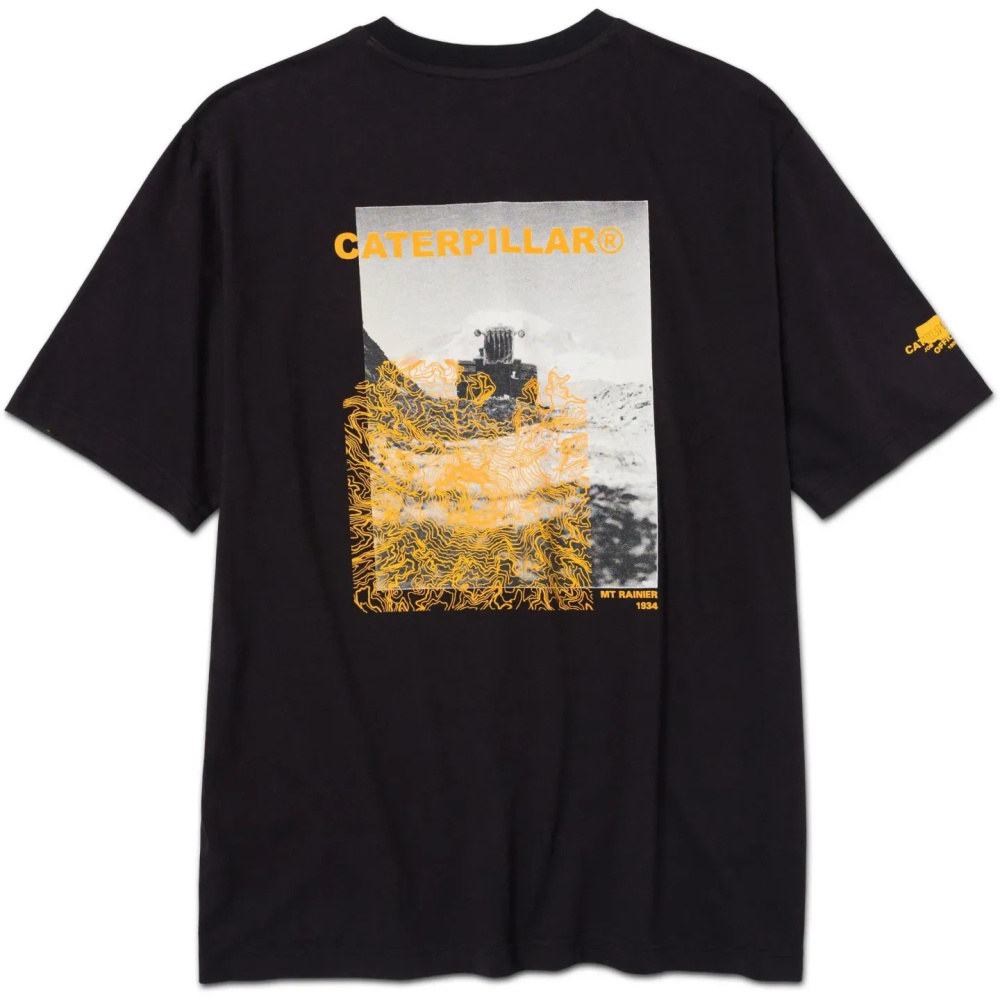szczegóły CATERPILLAR Graphic Tee czarna męska koszulka, 100% bawełna, atrakcyjny nadruk C
