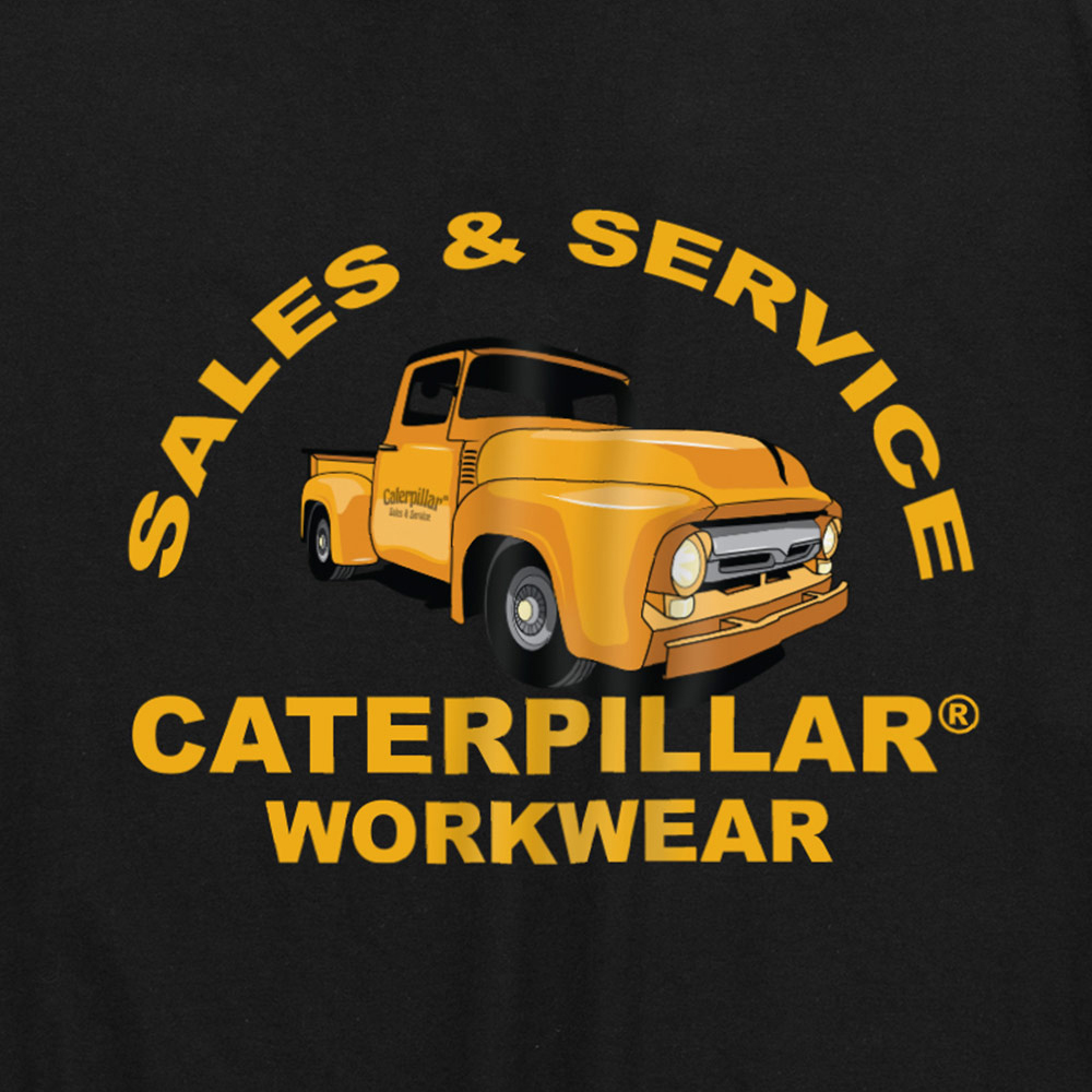 szczegóły CATERPILLAR Graphic Car czarna męska koszulka, wygodna, nowoczesna, atrakcyjny n