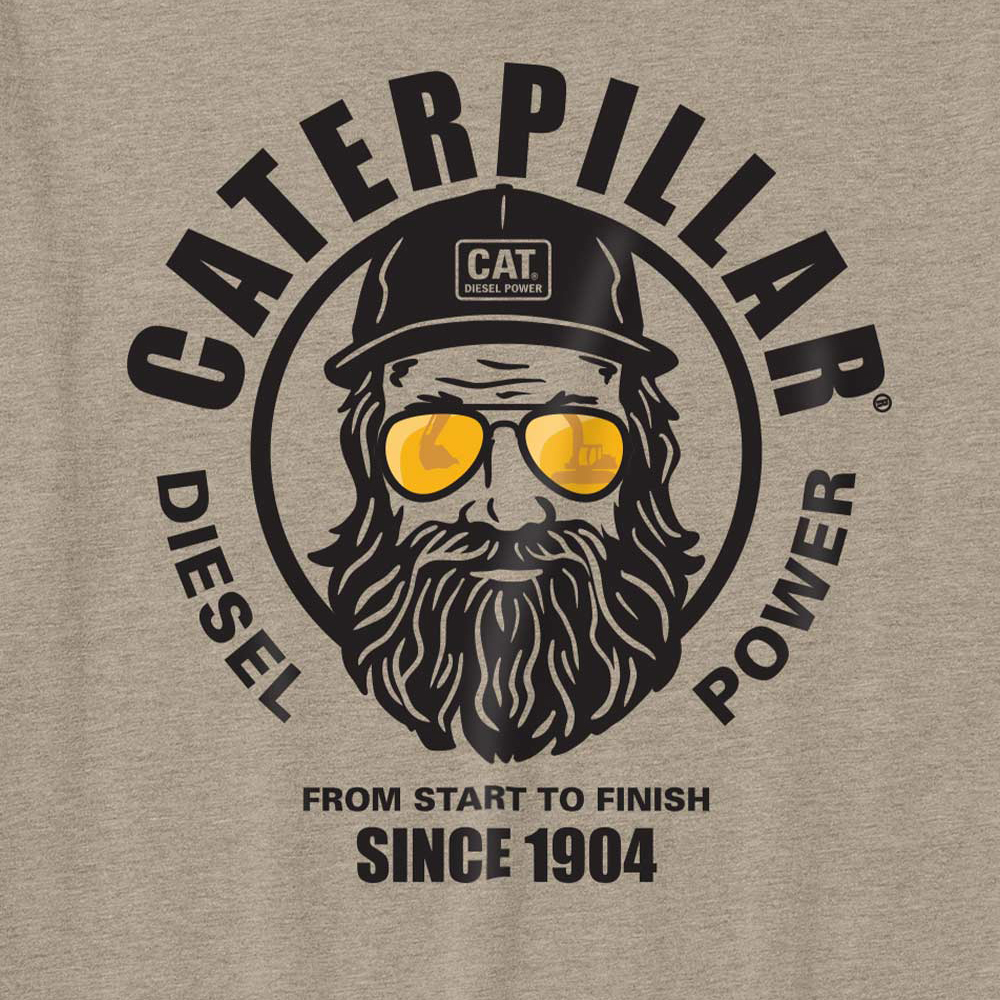 szczegóły CATERPILLAR Graphic Men szara męska koszulka, wygodna, nowoczesna, atrakcyjny na