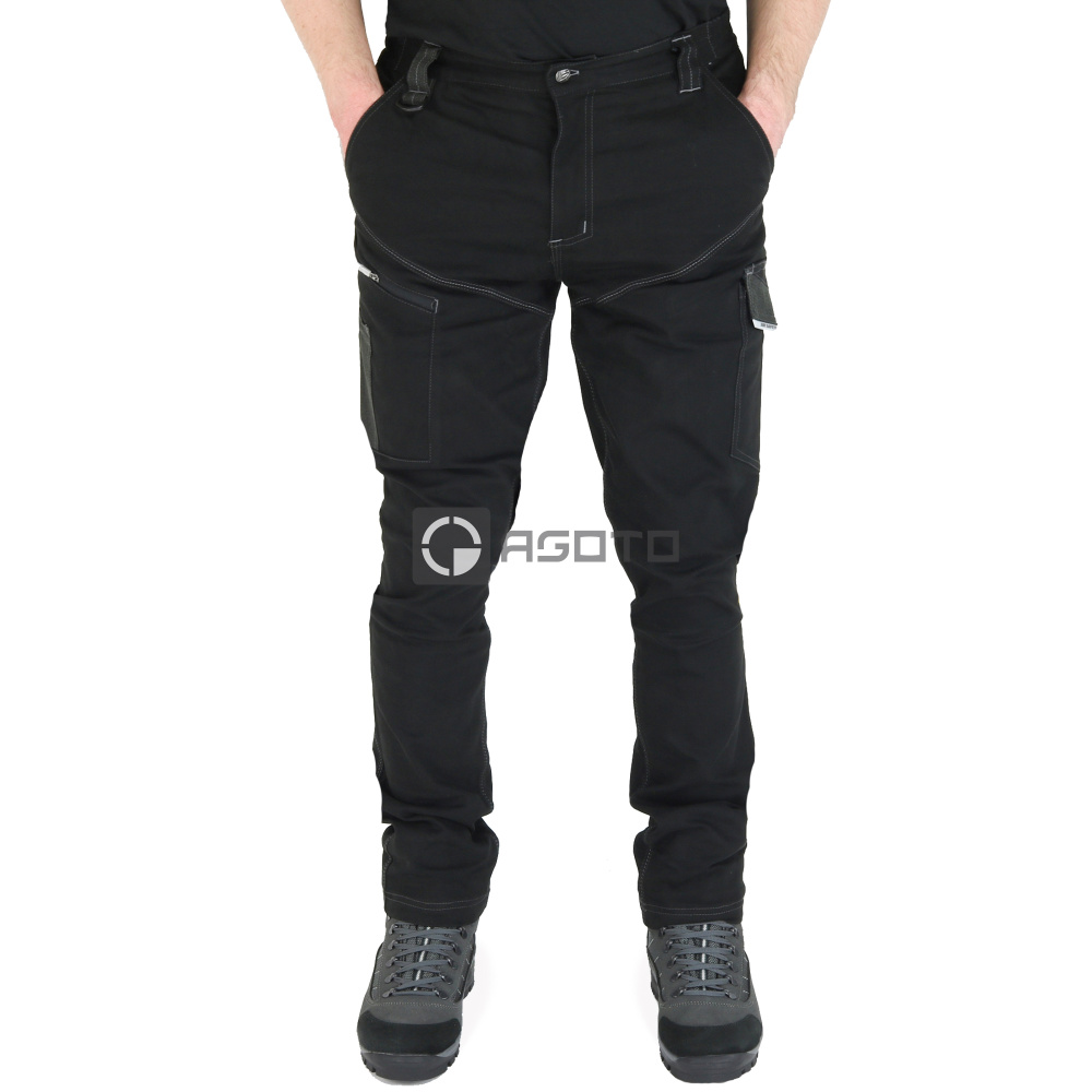 szczegóły SIR Cool Touch czarne męskie profesjonalne spodnie robocze, miękki twill, wyjątk