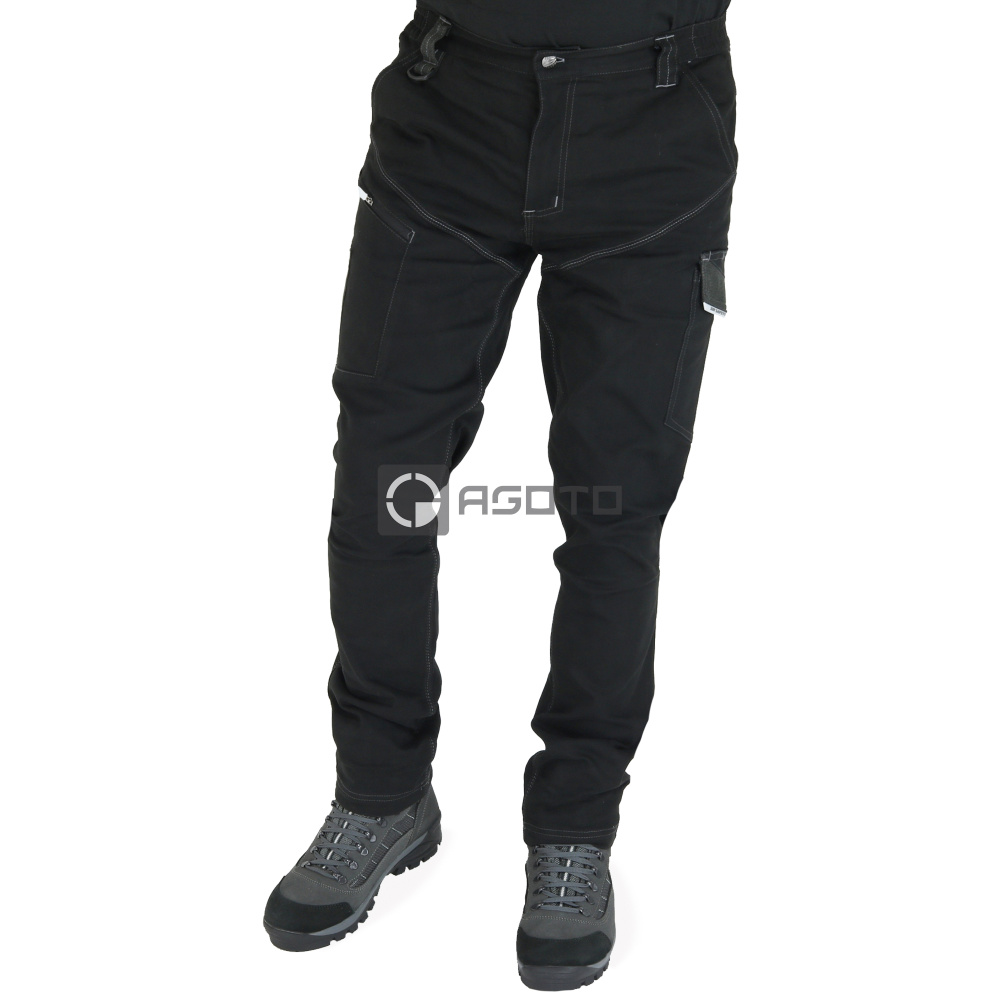 szczegóły SIR Cool Touch czarne męskie profesjonalne spodnie robocze, miękki twill, wyjątk