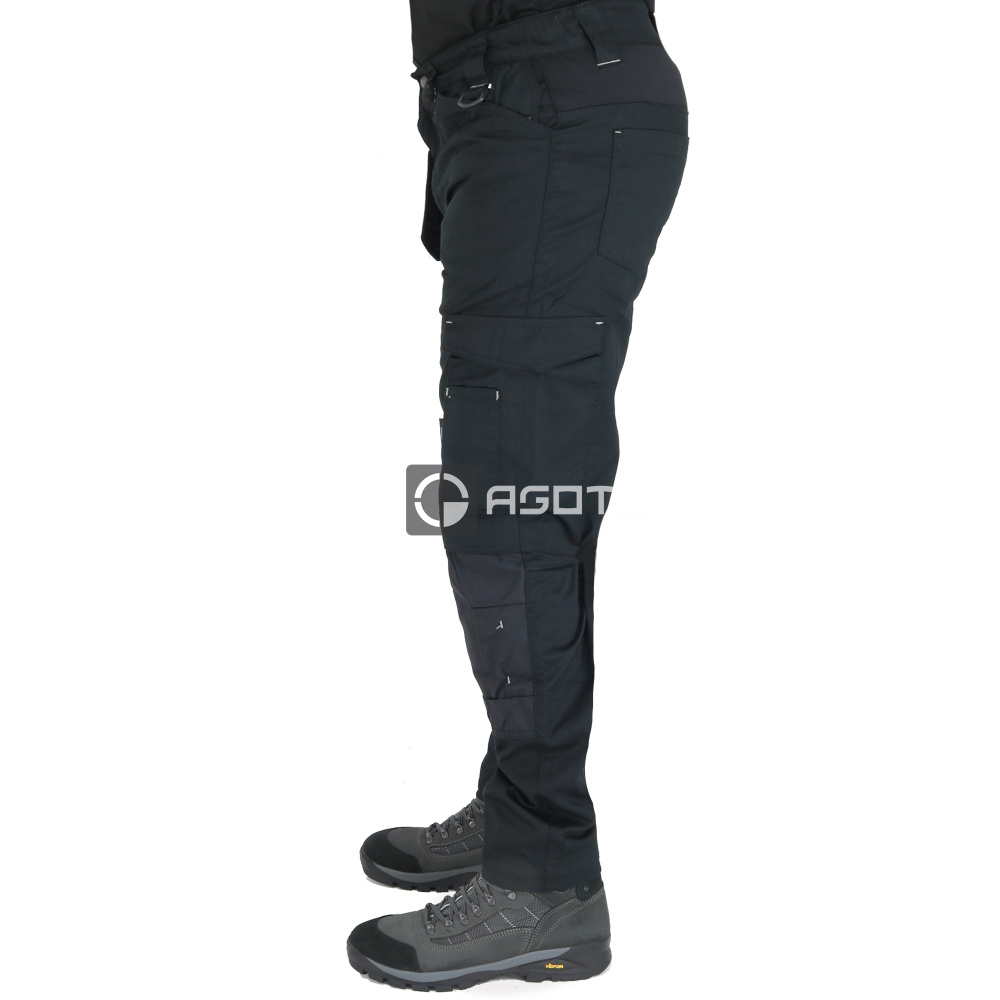 szczegóły TOWORKFOR Holster czarne męskie lekkie spodnie robocze z wzmocnieniem Cordura®