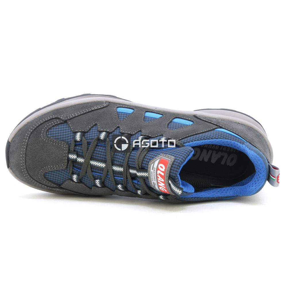 szczegóły OLANG Moena 816 szare męskie skórzane buty outdoorowe, wygodne i lekkie całorocz