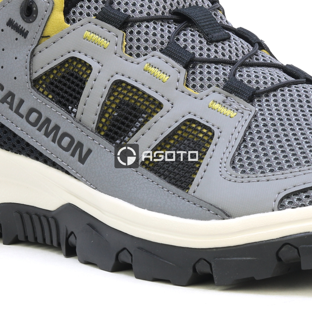 szczegóły SALOMON Techamphibian 5 szare męskie letnie buty outdoorowe, lekkie i wygodne