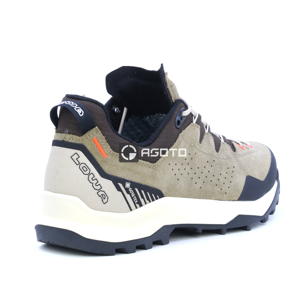 szczegóły LOWA Explorer GTX beżowe męskie skórzane buty outdoorowe z membraną GORE-TEX