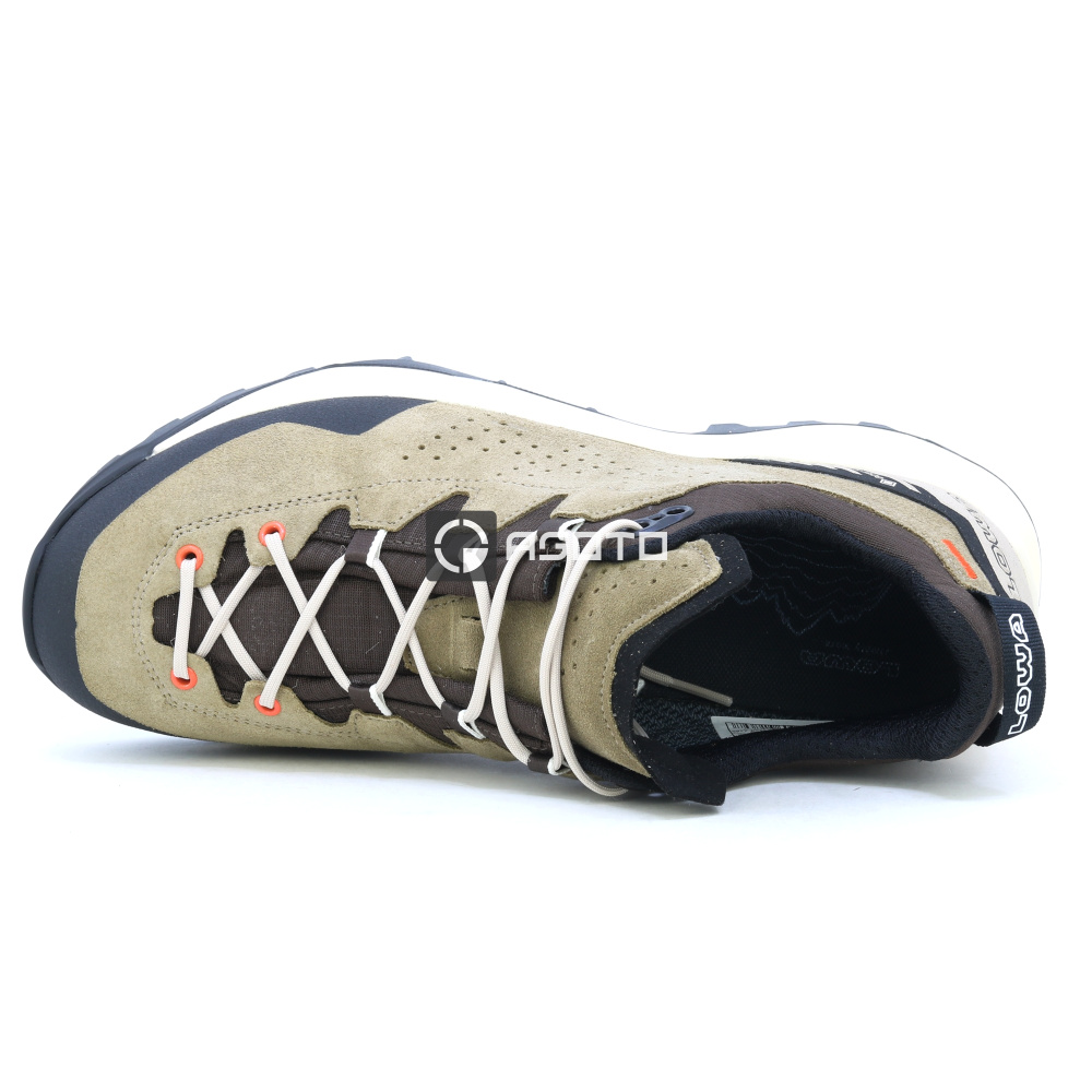 szczegóły LOWA Explorer GTX beżowe męskie skórzane buty outdoorowe z membraną GORE-TEX