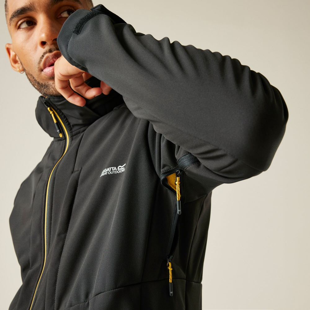 szczegóły REGATTA Hewitts czarna męska kurtka outdoorowa do wymagających warunków, wodoodp