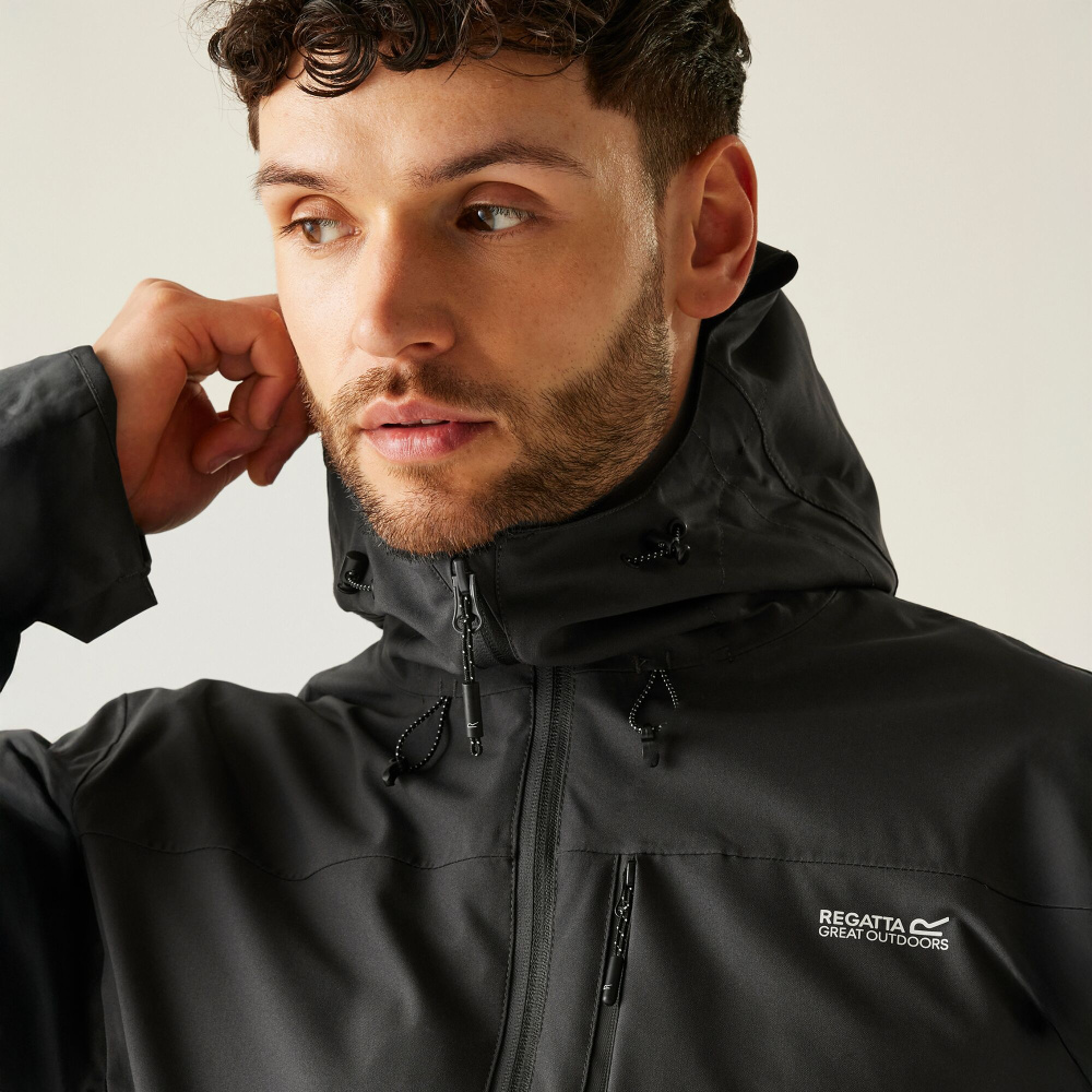 szczegóły REGATTA Birchdale II szara męska kurtka outdoorowa z membraną Isotex, wodoodporn