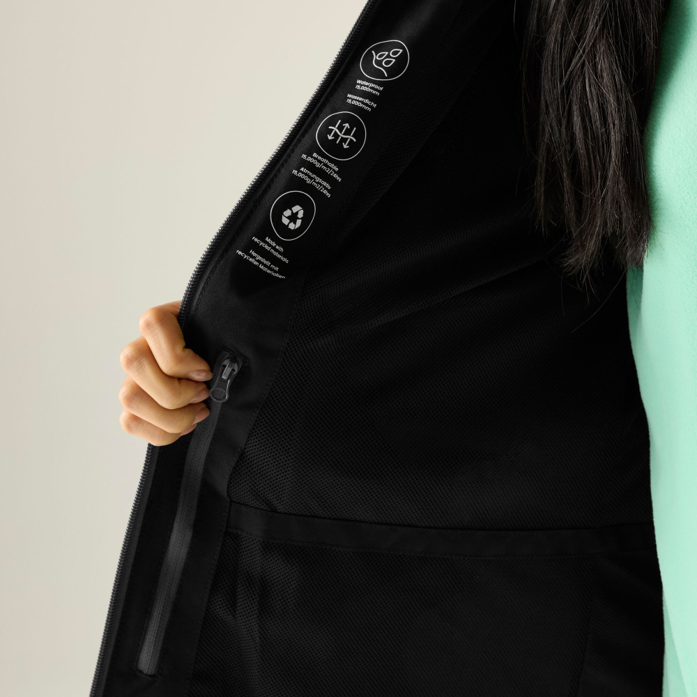 szczegóły REGATTA Birchdale II czarna damska kurtka outdoorowa + membrana 10 000 mm