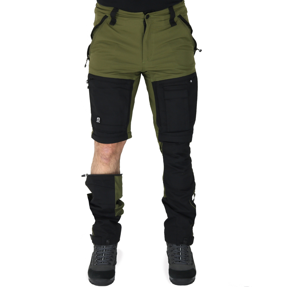 szczegóły Asoto Vattern Zip-Off męskie oliwkowe spodnie outdoorowe DWR z odpinanymi nogawk