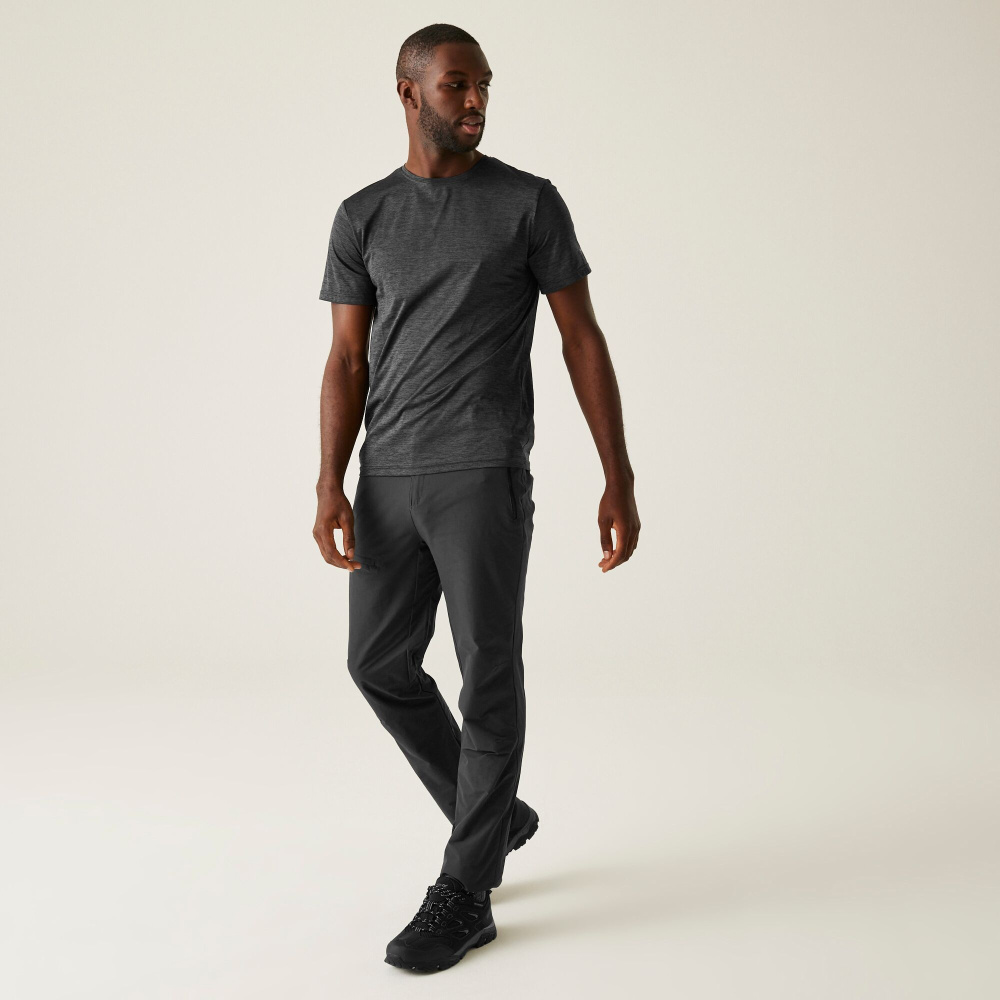 szczegóły REGATTA Highton TRS szare męskie lekkie i przewiewne spodnie outdoorowe