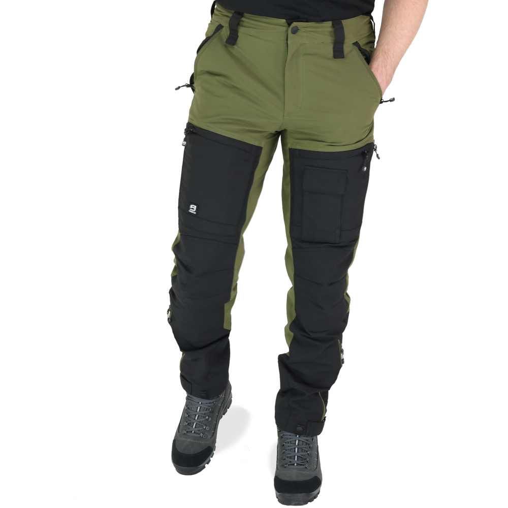 szczegóły Asoto Fjallvik oliwkowe męskie spodnie outdoorowe, wodoodporne, elastyczne z wen