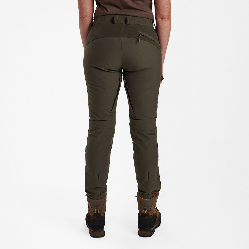 szczegóły Deerhunter Lady Ann Extreme oliwkowe damskie spodnie outdoorowe z membraną