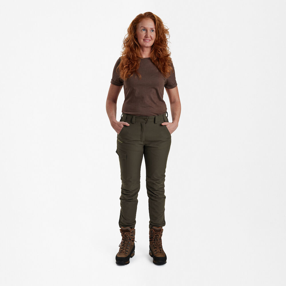 szczegóły Deerhunter Lady Ann Extreme oliwkowe damskie spodnie outdoorowe z membraną