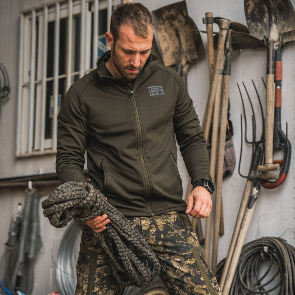 szczegóły SEELAND Denmark Tidal oliwkowa męska kurtka outdoorowa, wygodna, 4-kierunkowy st