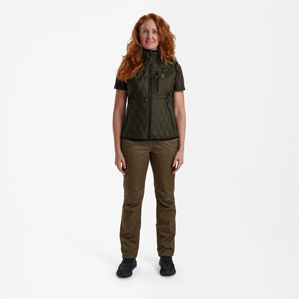 szczegóły Deerhunter Denmark Lady Mossdale oliwkowa damska kamizelka pikowana