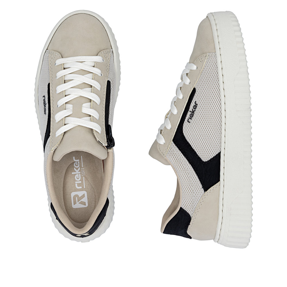 szczegóły RIEKER N9900-60 beżowe damskie sneakersy, wygodne i przewiewne