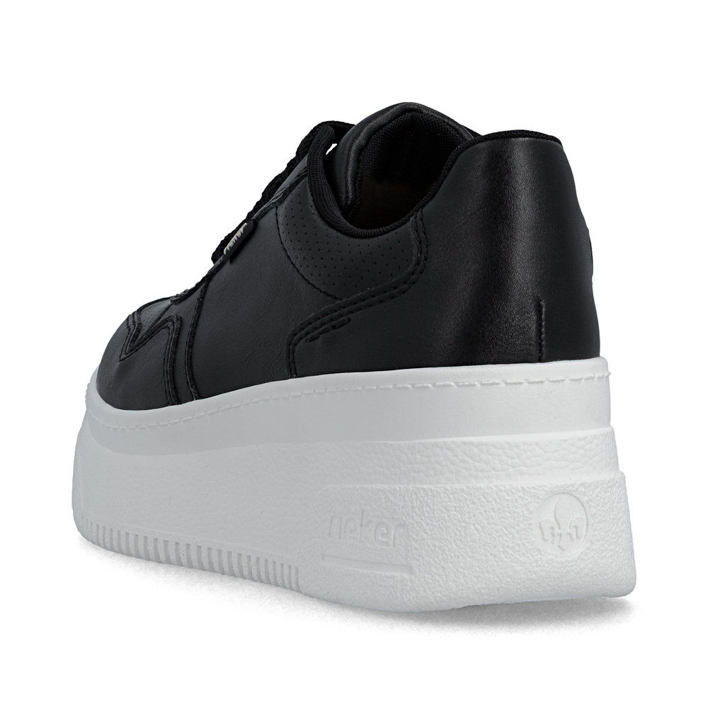 szczegóły RIEKER M7811-00 czarne damskie nowoczesne sneakersy do miasta