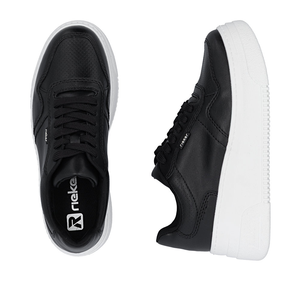 szczegóły RIEKER M7811-00 czarne damskie nowoczesne sneakersy do miasta