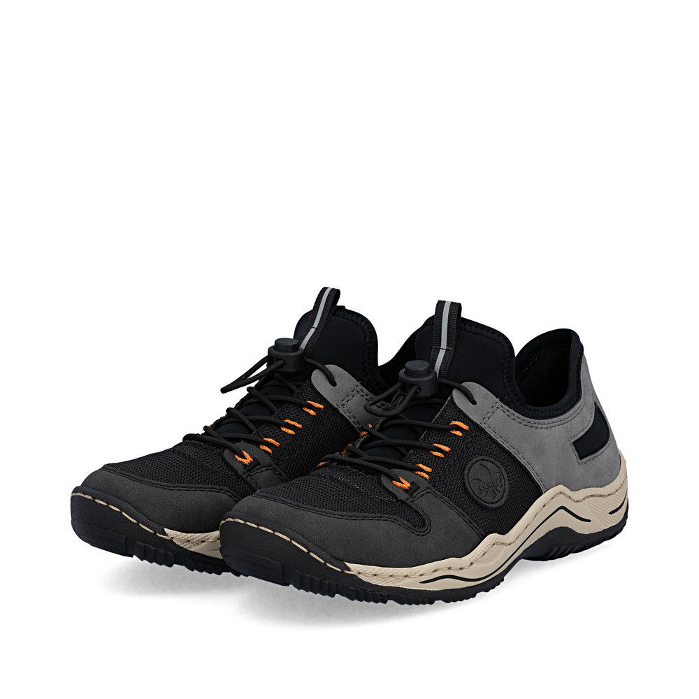 szczegóły RIEKER L0593-00 czarne damskie wygodne sneakersy z technologią Antistress