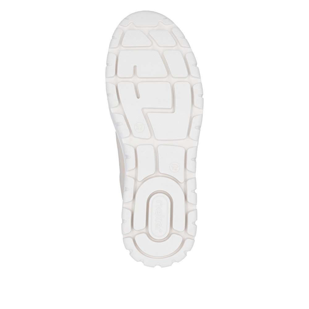 szczegóły RIEKER N1301-60 beżowe damskie skórzane sneakersy z technologią Antistress