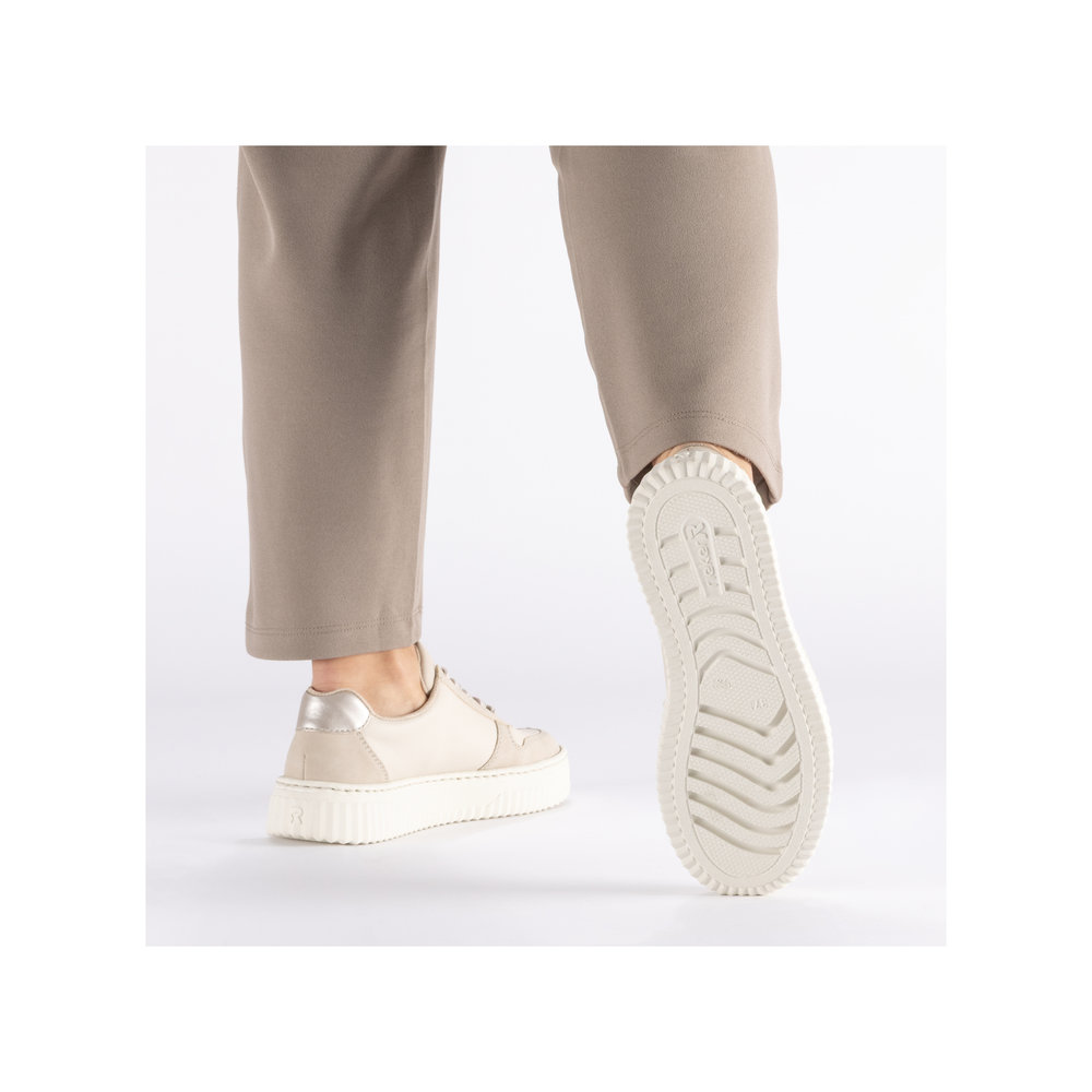 szczegóły RIEKER N9909-60 beżowe damskie sneakersy z technologią Antistress