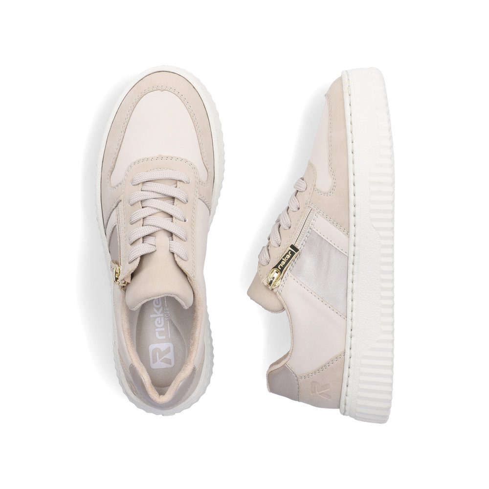 szczegóły RIEKER N9909-60 beżowe damskie sneakersy z technologią Antistress