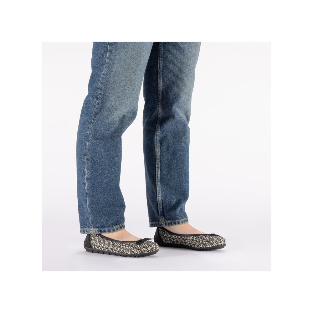 szczegóły RIEKER 43850-00 czarne damskie baleriny