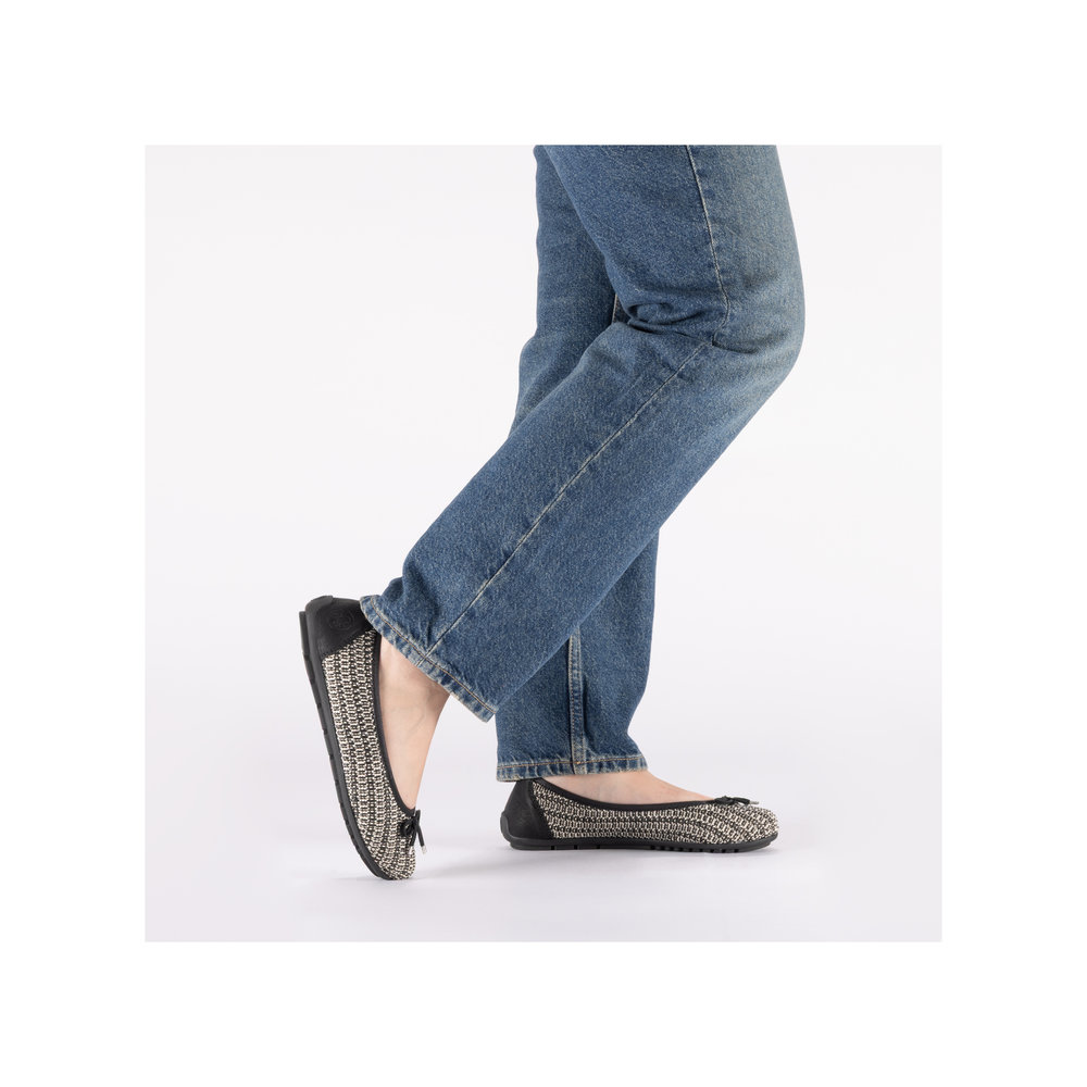 szczegóły RIEKER 43850-00 czarne damskie baleriny