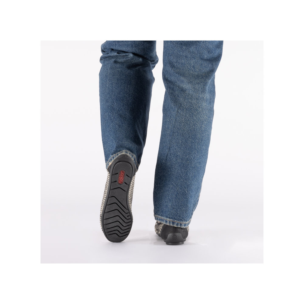 szczegóły RIEKER 43850-00 czarne damskie baleriny