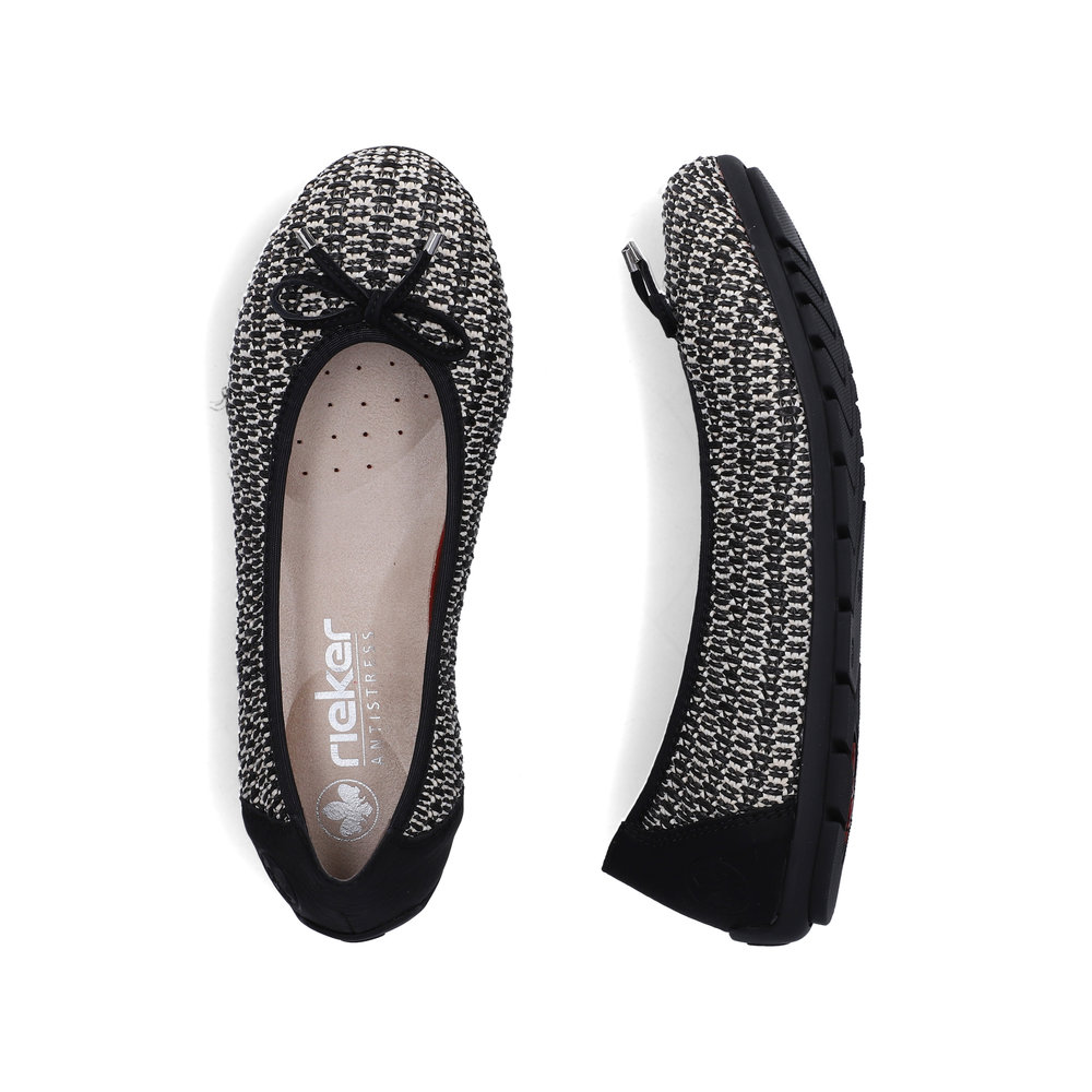 szczegóły RIEKER 43850-00 czarne damskie baleriny