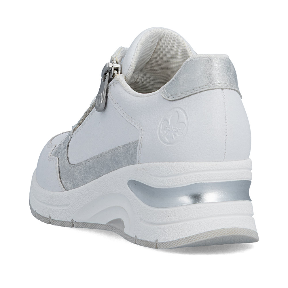 szczegóły RIEKER N9301-80 białe damskie skórzane sneakersy z technologią Antistress