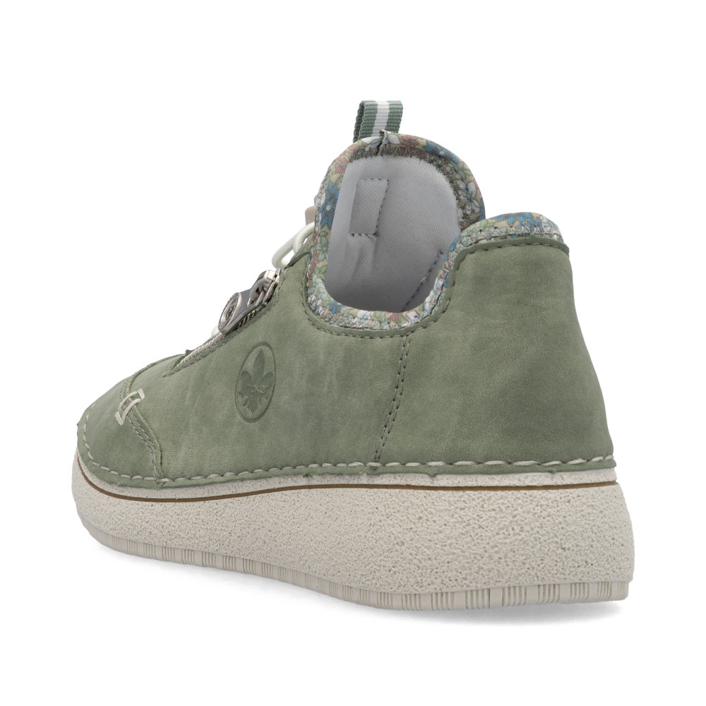 szczegóły RIEKER 50962-52 zielone damskie sneakersy z technologią Antistress